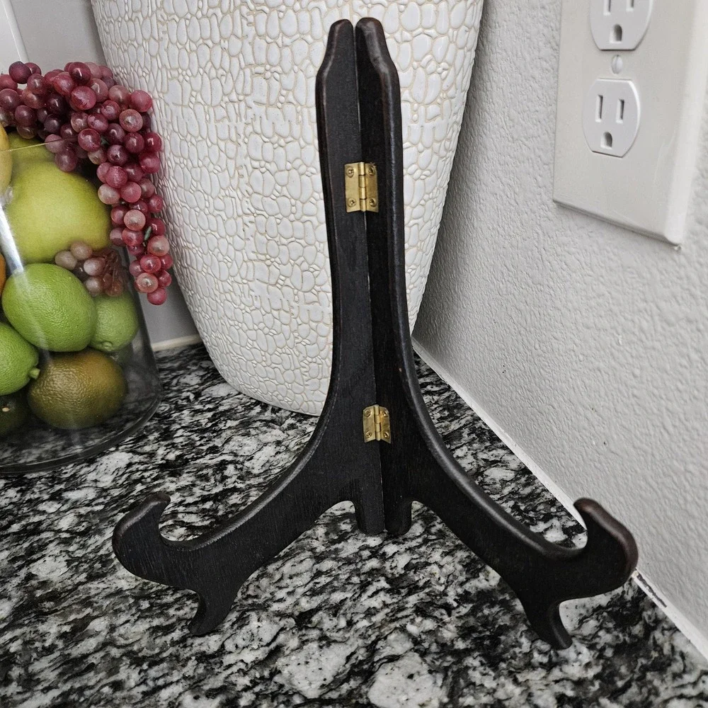 Home Decor Dark Brown Wooden Display Stand 10 Inches Plate Holder Easel‎